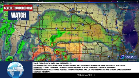 ⚠️ Severe Storm Watch #34: Hail & Winds Up to 70MPH! 3/14/25 #shorts #weatherupdate