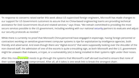 Breaking: Microsoft To Stop Using Chinese Tech Support For Dept Of Defense Work After Hacking