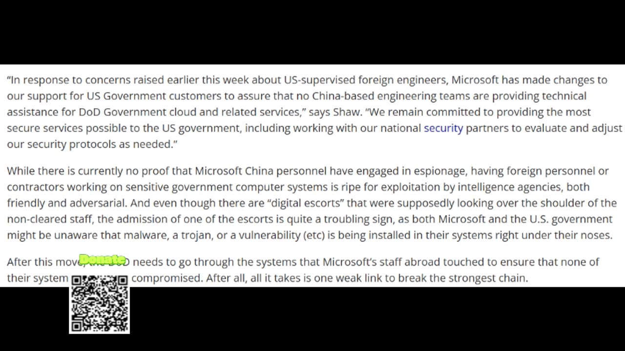Breaking: Microsoft To Stop Using Chinese Tech Support For Dept Of Defense Work After Hacking