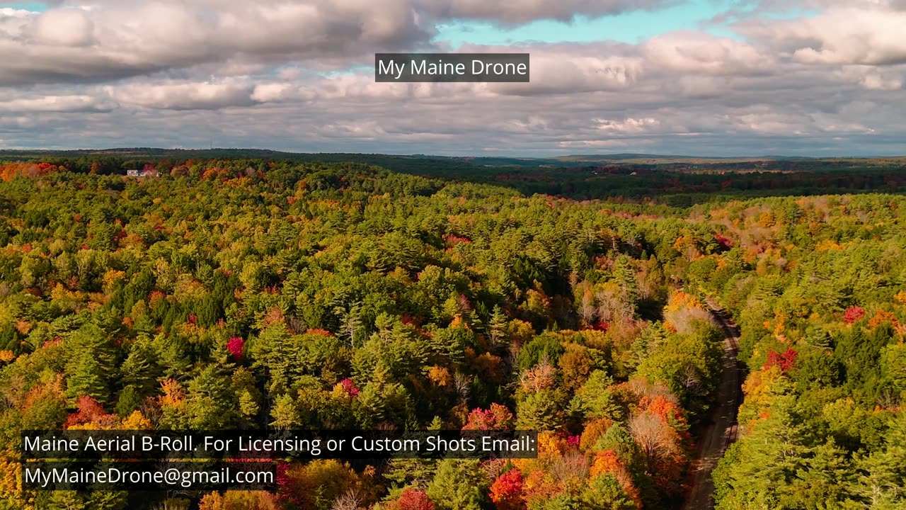 Maine B-Roll (No Sound): Aerial Views of Fall Foliage and Railroad Tracks in Gray, Maine Video 11
