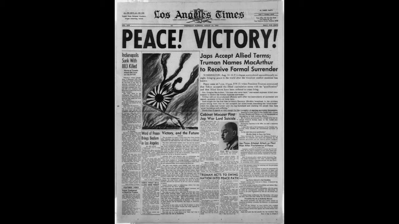 "Peace! Victory!" 8-14-1945, Japanese Surrender, CBS Radio
