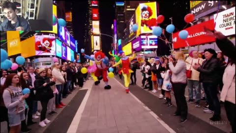 Outtake #2,293 Of The Clowns In A Parade Around Times Square New York Fake Funny Parody Video