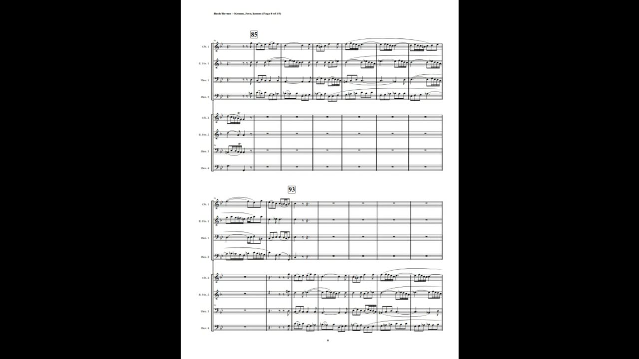 J.S. Bach – Motet: “Komm, Jesu, komm”, (Double Double-Reed Choir)