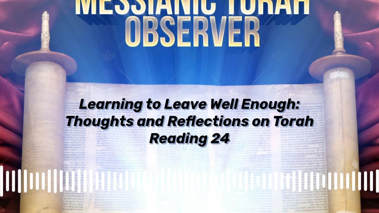 Learning to Leave Well Enough Alone: My Thoughts and Reflections on Torah Reading 24