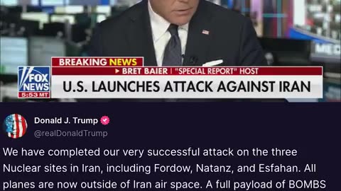 BREAKING Trump confirms U.S. military has successfully struck Iranian nuclear sitesFordow, Natanz, a