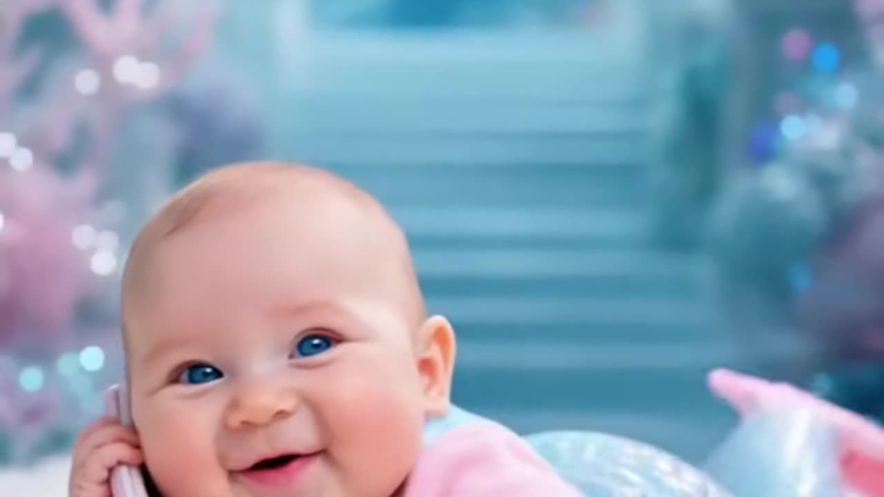 Cute baby making call