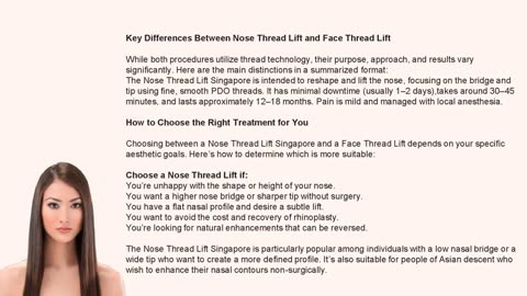 Nose Thread Lift vs. Face Thread Lift: Which One Is Right for You?