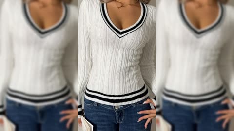 Classic V-Neck Cable Knit Sweater