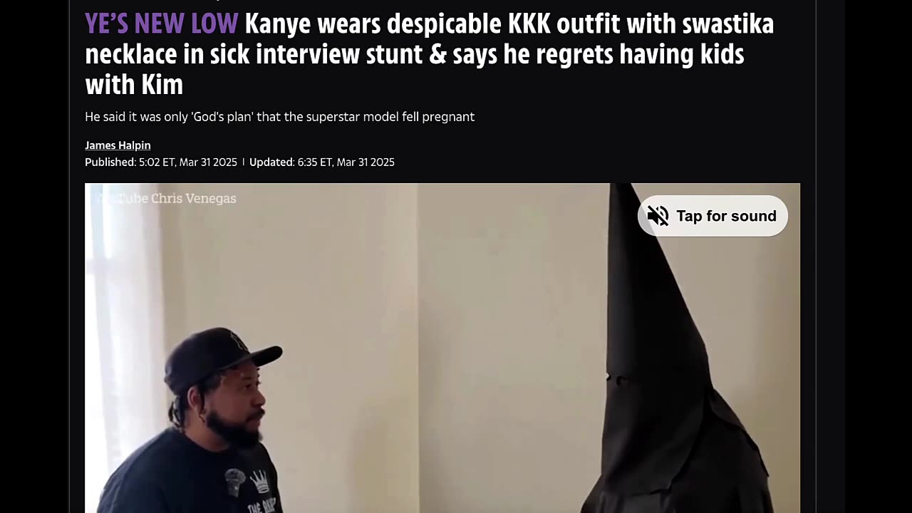 KANYE WEST WEARS SATANlC BLACK KKK OUTFIT FOR HIS FREEMAS0NIC HANDLERS