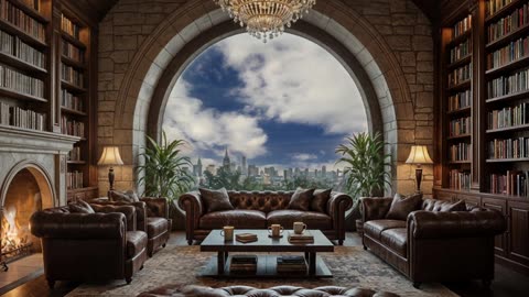 📚✨ Relaxing Jazz in a Grand Library Lounge | Cozy Music for Reading & Relaxing ☕🎶