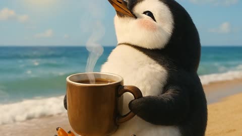 Happy penguin at the Beach