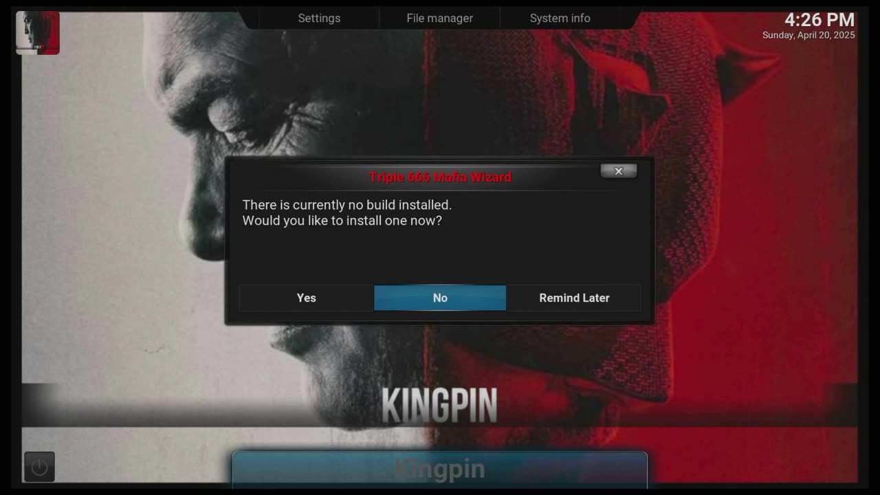 How to install The Kingpin Kodi Build