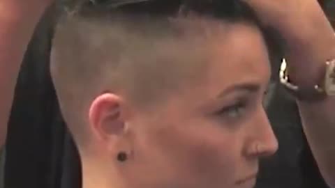 Woman headshave short video 2025