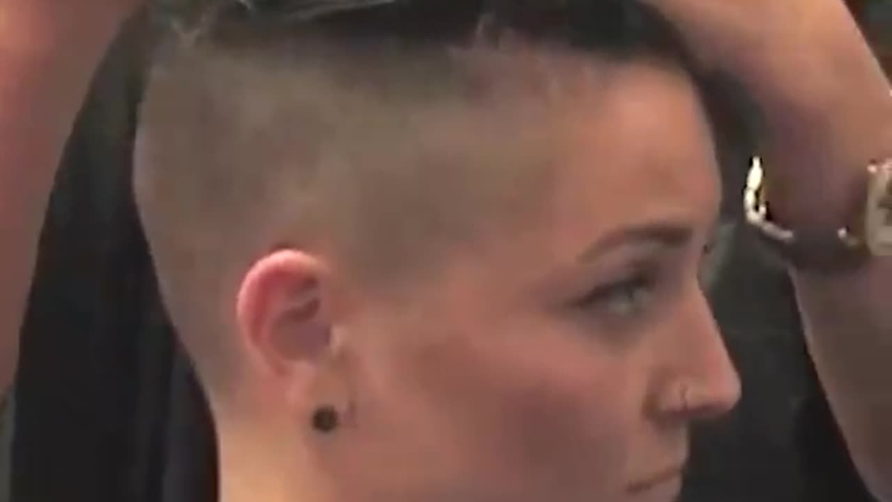 Woman headshave short video 2025