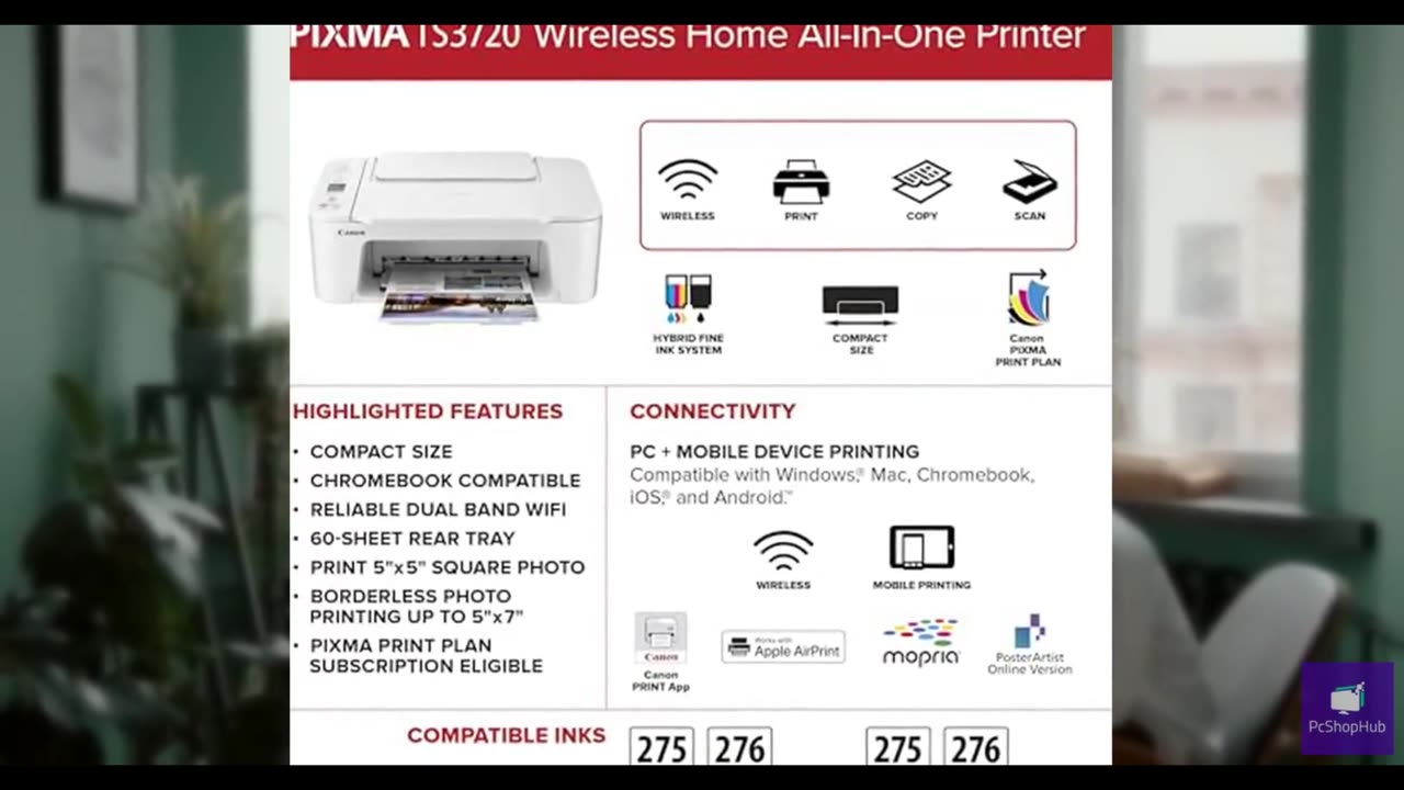 Canon PIXMA TS3720 Wireless All-in-One Printer (6671C022)