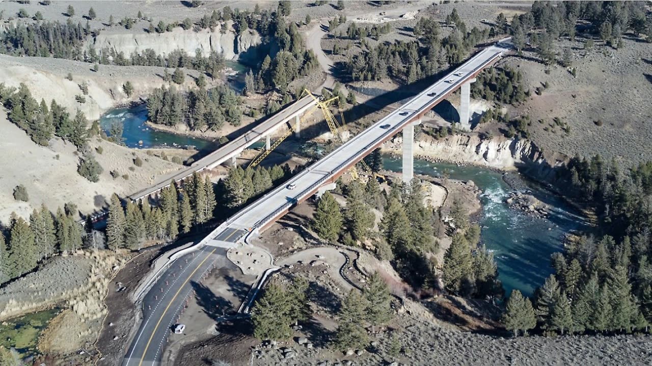 NEW Yellowstone River Bridge –Built Over Active Geothermal Vents!