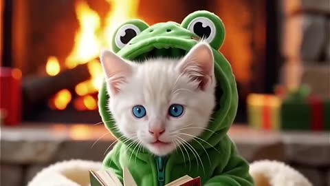 Cozy Reading Kitty 📚🔥 #cat#cat #cute #cats #love #frog