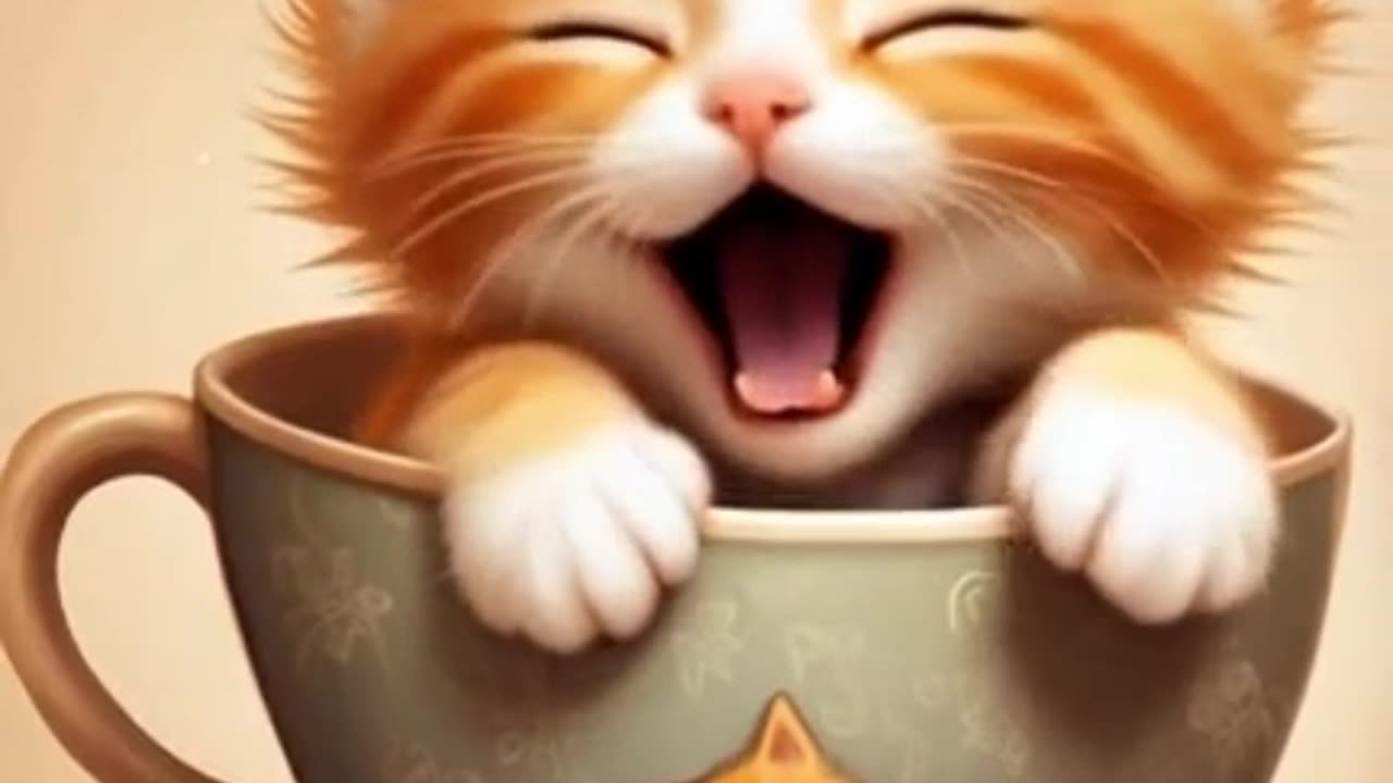 Little kitten in a tea cup