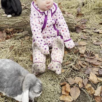 Baby Kayla Feeding Bunny Pellets | Sweet Pet Care Moment