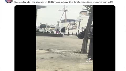 (Leftist City) Baltimore Cops Let Knife Wielding Brown Guy Run Off --- 87% Dem City