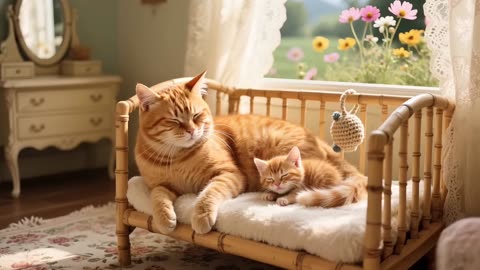 Ginger Mom Cat Makes Skewers to Sell at Night Market, Buys Electric Mouse Toys–Kittens Have a Blas