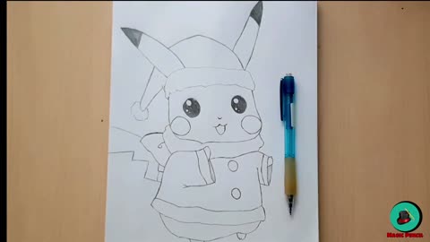 how to draw Pikachu in christmas ｜ drawing Pokemon pikachu by easy steps