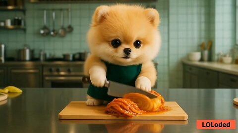 Adorable Pomeranian Takes on Kimchi Fried Rice! 🐶🍲🔥 Super Sangchu's Cute Cooking Adventure
