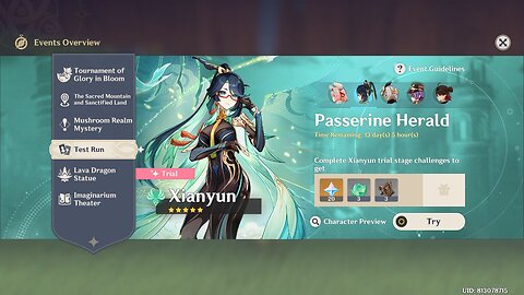 Xianyun - Passerine Herald - Character Test Run - Genshin Impact - Version 5.5 - Phase 1 Banners