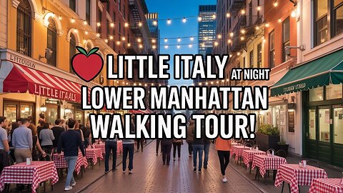 🌙 Night Walk in Little Italy NYC – Stunning Lower Manhattan Tour!