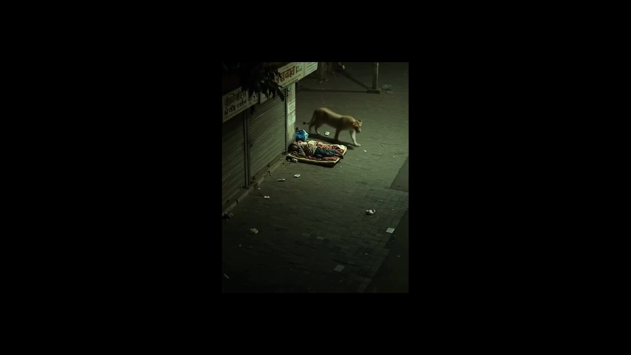 Chilling moment when lions walk past sleeping man