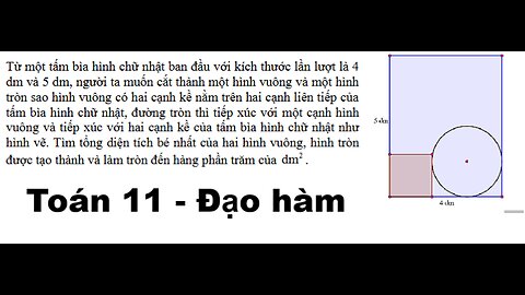 THPT Nguyễn Khuyến: Từ một tấm bìa hình chữ nhật ban đầu với kích thước lần lượt là 4dm và 5 dm,