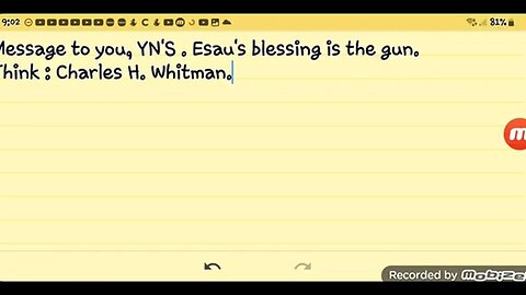 Message to you, YN'S . Esau's blessing is the gun. Think : Charles H. Whitman.