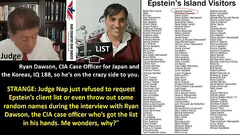 STRANGE: Judge Nap just refused to request Epstein’s client list or even throw out some random names during the interview with Ryan Dawson, the CIA case officer who’s got the list in his hands. Me wonders, why?