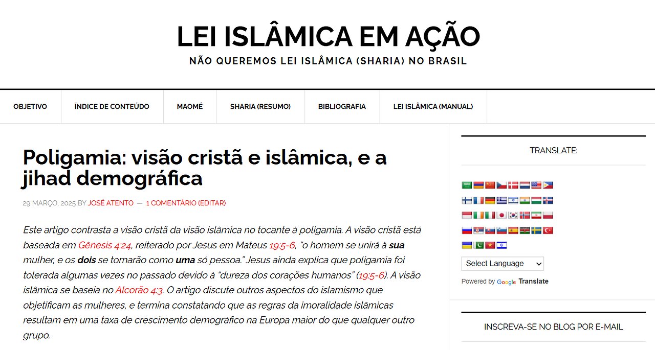 Poligamia: Visão cristã e islâmica, e a Jihad Demográfica | 99(d)