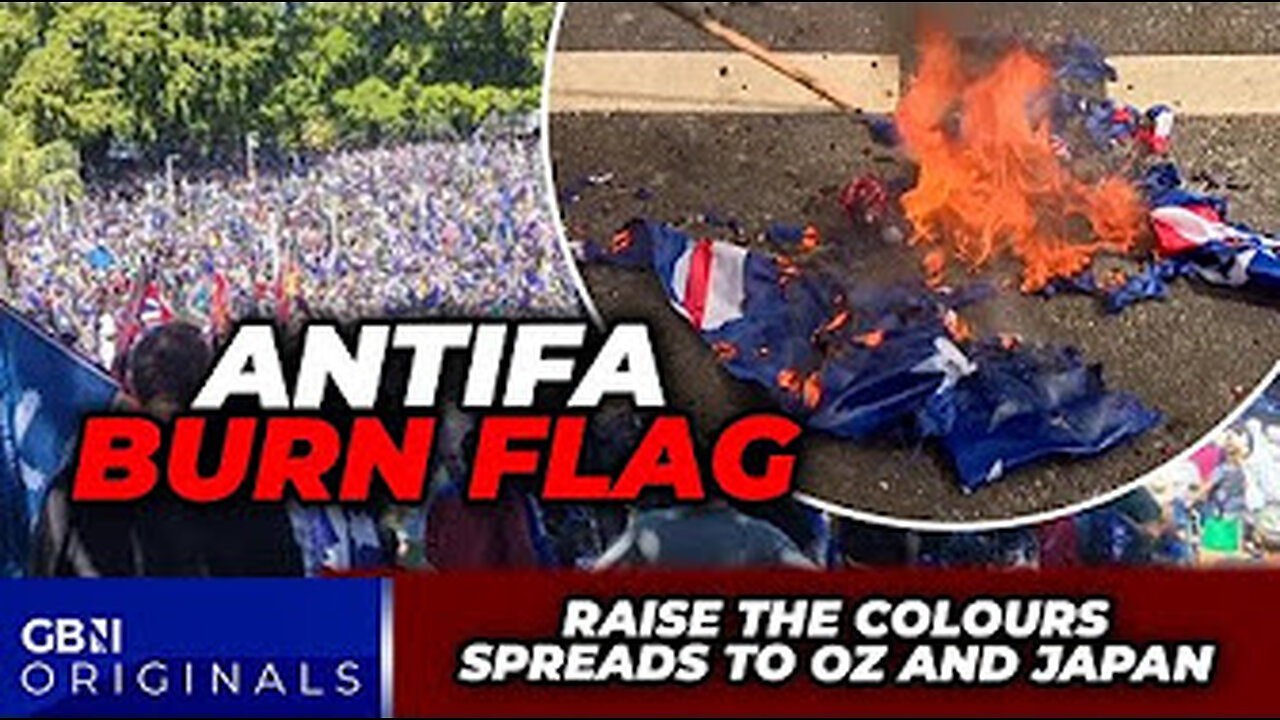 Antifa burns flags!