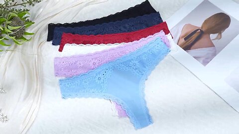 6 Pack Cotton Thongs for Women | Seamless, Breathable, Lace Trim No Show Panties – Soft & Stretchy.
