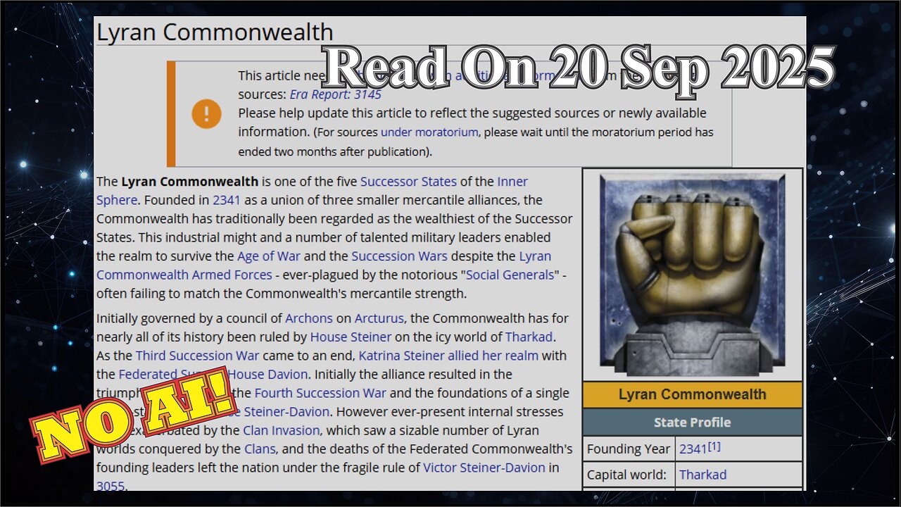 Lyran Commonwealth (No AI) - 20 September 2025