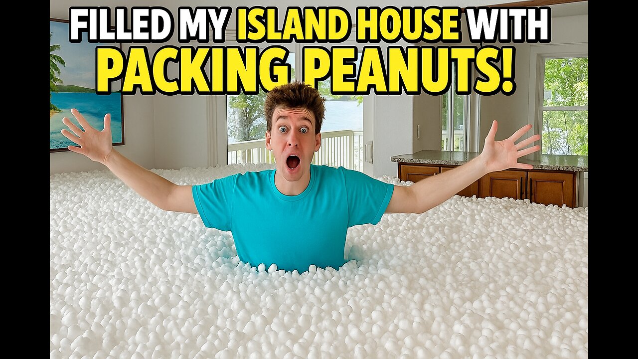 I FLOODED My ISLAND HOUSE with 1,000,000 Packing Peanuts! 🌊🤯