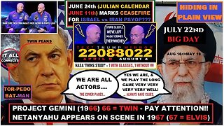 THE GEMINI PROJECT IN YOUR FACE! - TRUMP SETS ISRAEL vs IRAN 'CEASEFIRE' on JUNE 24th = JUNE 11 (JULIAN CALENDAR) ADD 42 (ELVIS STAGED DEATH AGE) DAYS AND VOILA!!! AUG 4TH OR 8/4 OBAMA'S 63rd BIRTHDAY!! DO YOOOOOU UNDERSTAND?