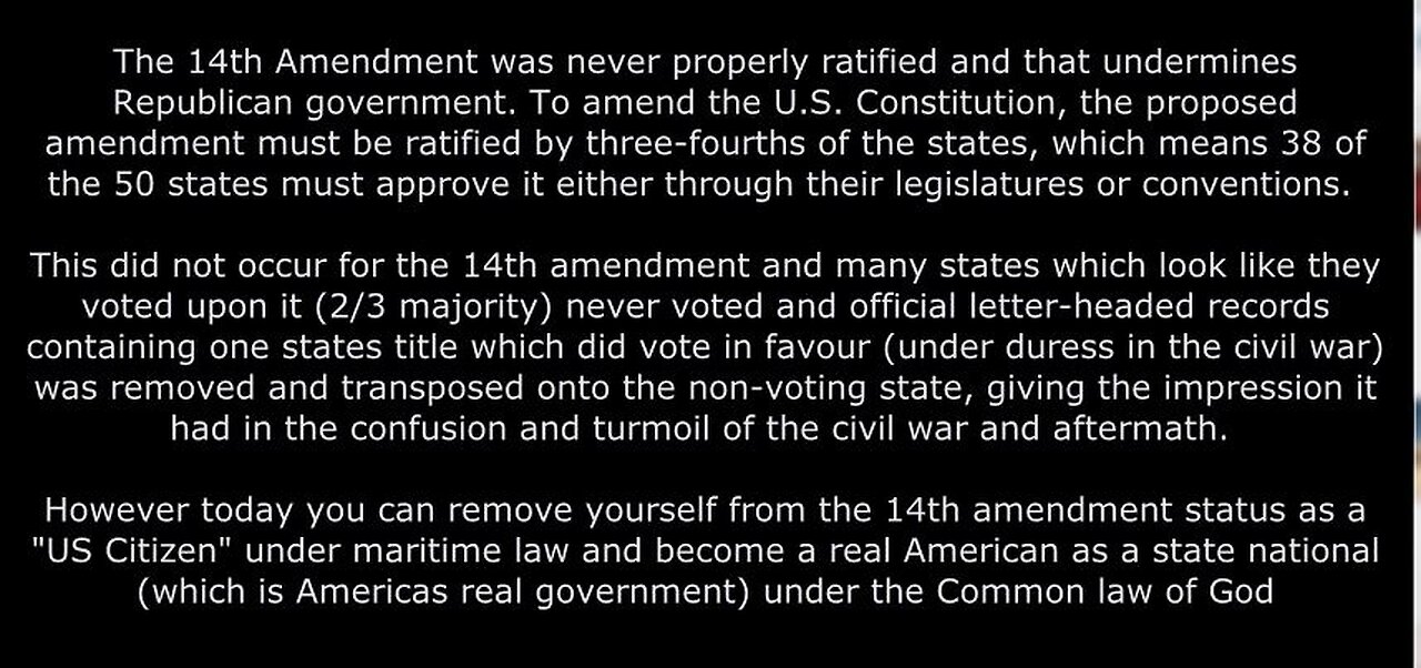 14th Amendment fraud (never ratified) become a states national easily (a real American in your real government)