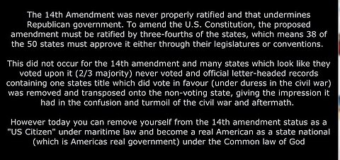 14th Amendment fraud (never ratified) become a states national easily (a real American in your real government)
