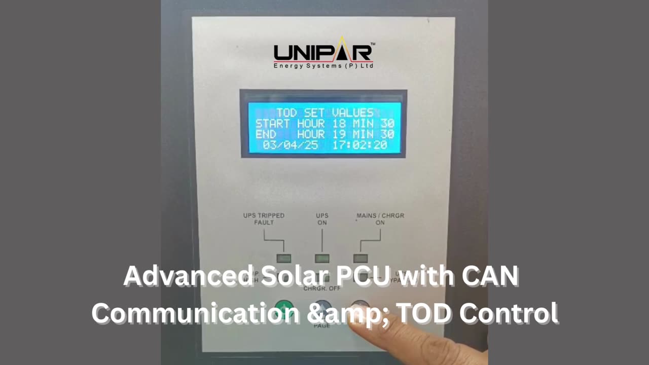 Advanced Solar PCU with CAN Communication &amp; TOD Control