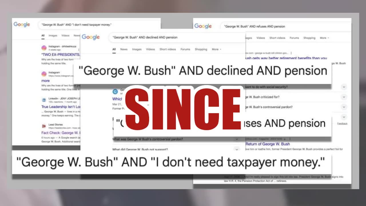 Fact Check: George W. Bush Has NOT Declined Presidential Pension Benefits As Stated In Video