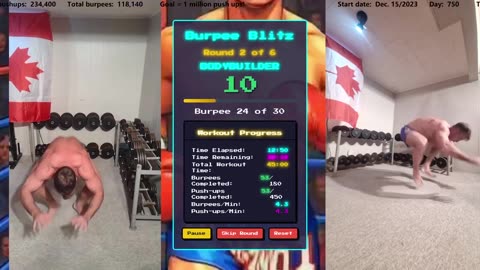 Everyday 450 push ups and 180 Burpees!