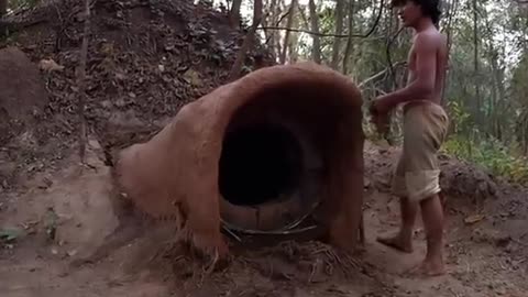 Underground hut door