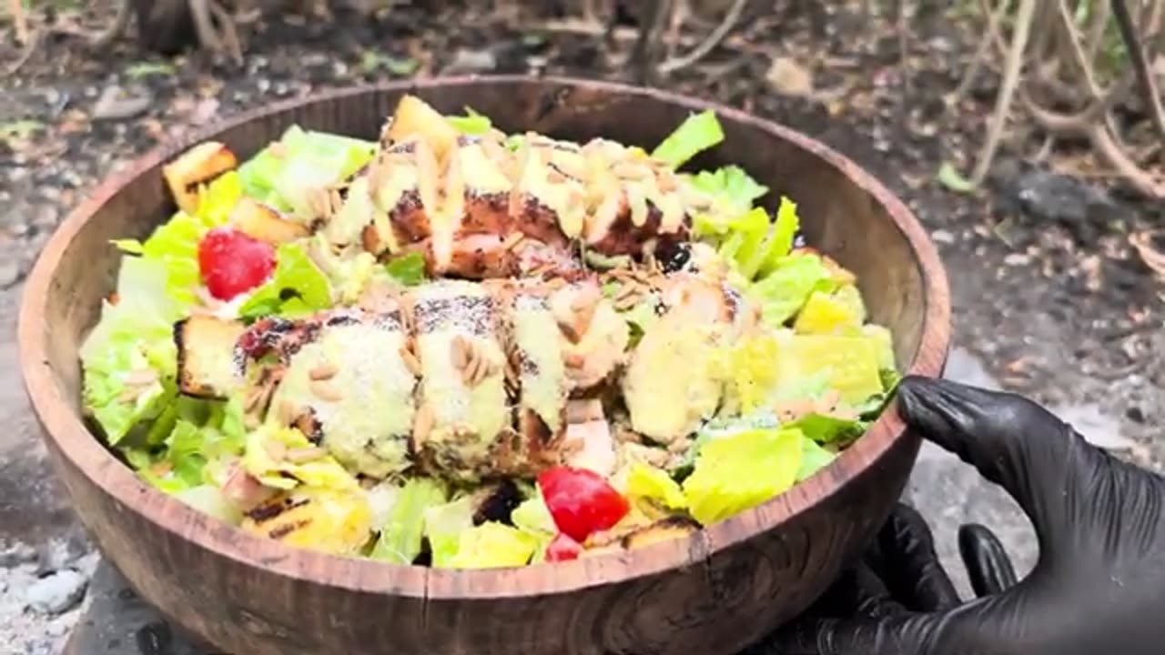 Cooking in the Rainforest | Caesar Salad with Grilled Chicken