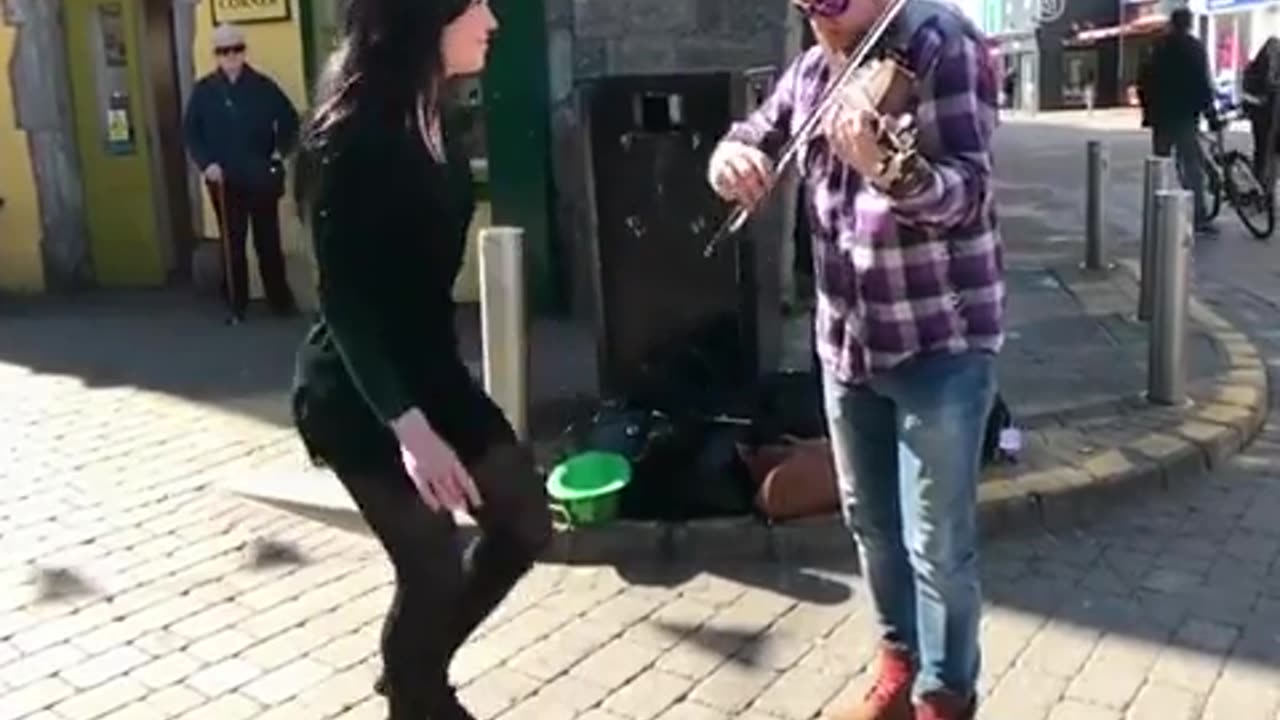 man and girl dancing