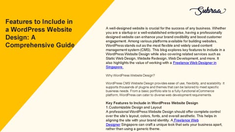 Features to Include in a WordPress Website Design: A Comprehensive Guide