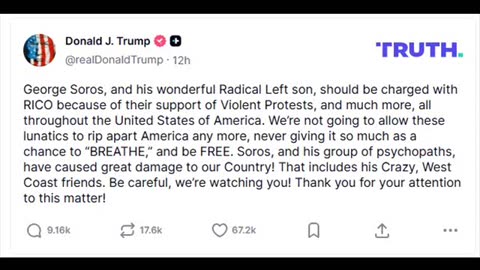 TRUMP CALLS FOR SOROS & SON TO BE ARRESTED
