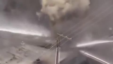 Firefighters battle massive blaze at flooring warehouse in Eminence, Kentucky